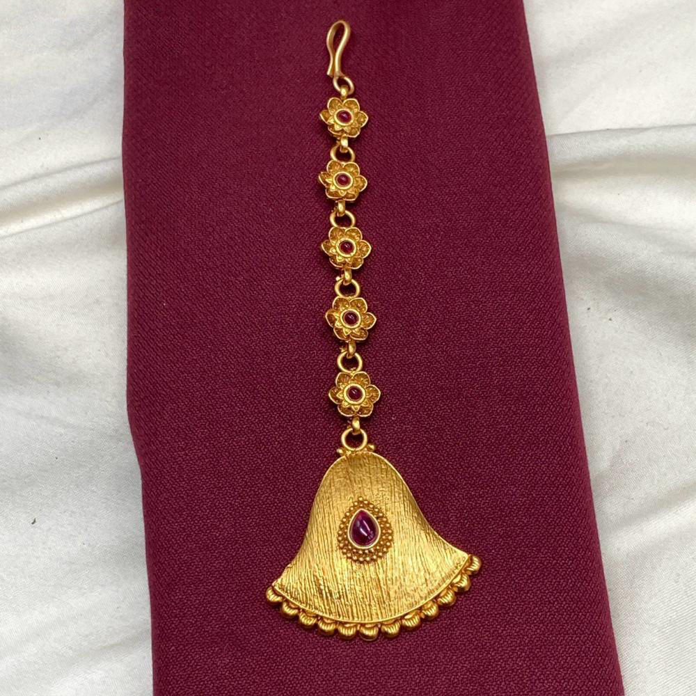 Amoliya Jewels Gold Plated Pota Stone Maangtikka