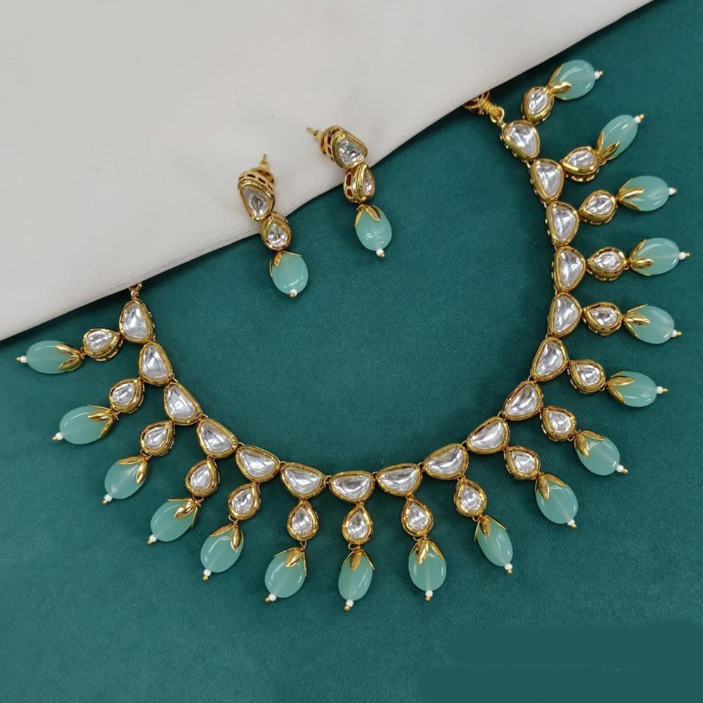 Amoliya Jewels Gold Plated Kundan Stone And Beads Necklace Set