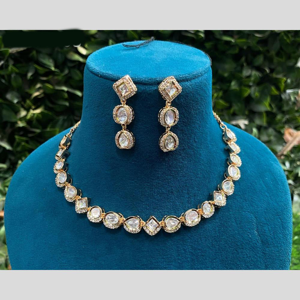 Amoliya Jewels Gold Plated  Kundan Stone Necklace Set