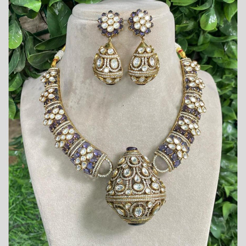 Amoliya Jewels Gold Plated Polki Kundan  Necklace Set