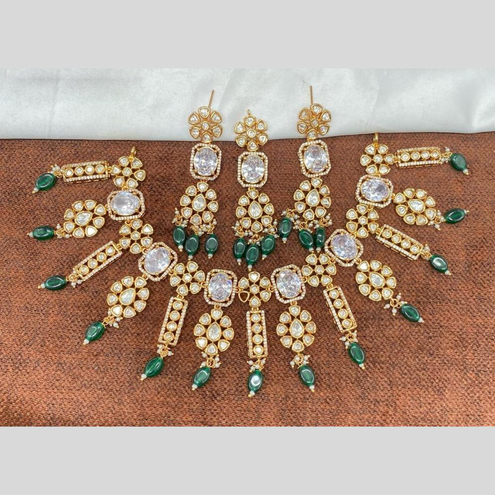 Amoliya Jewels Gold Plated Poki Kundan And Beads Necklace Set