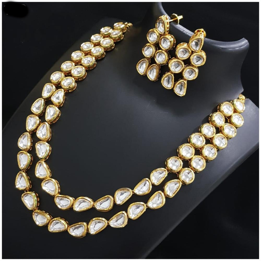 Amoliya Jewels Gold Plated Kundan Stone Long Necklace Set
