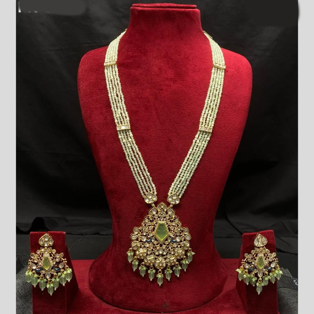 Amoliya Jewels Gold Plated Polki Kundan And Beads Long Necklace Set