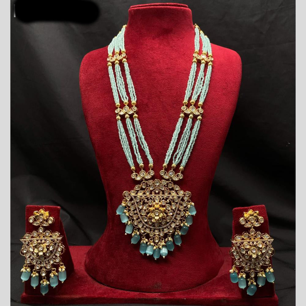 Amoliya Jewels Gold Plated Polki Kundan And Beads Long Necklace Set