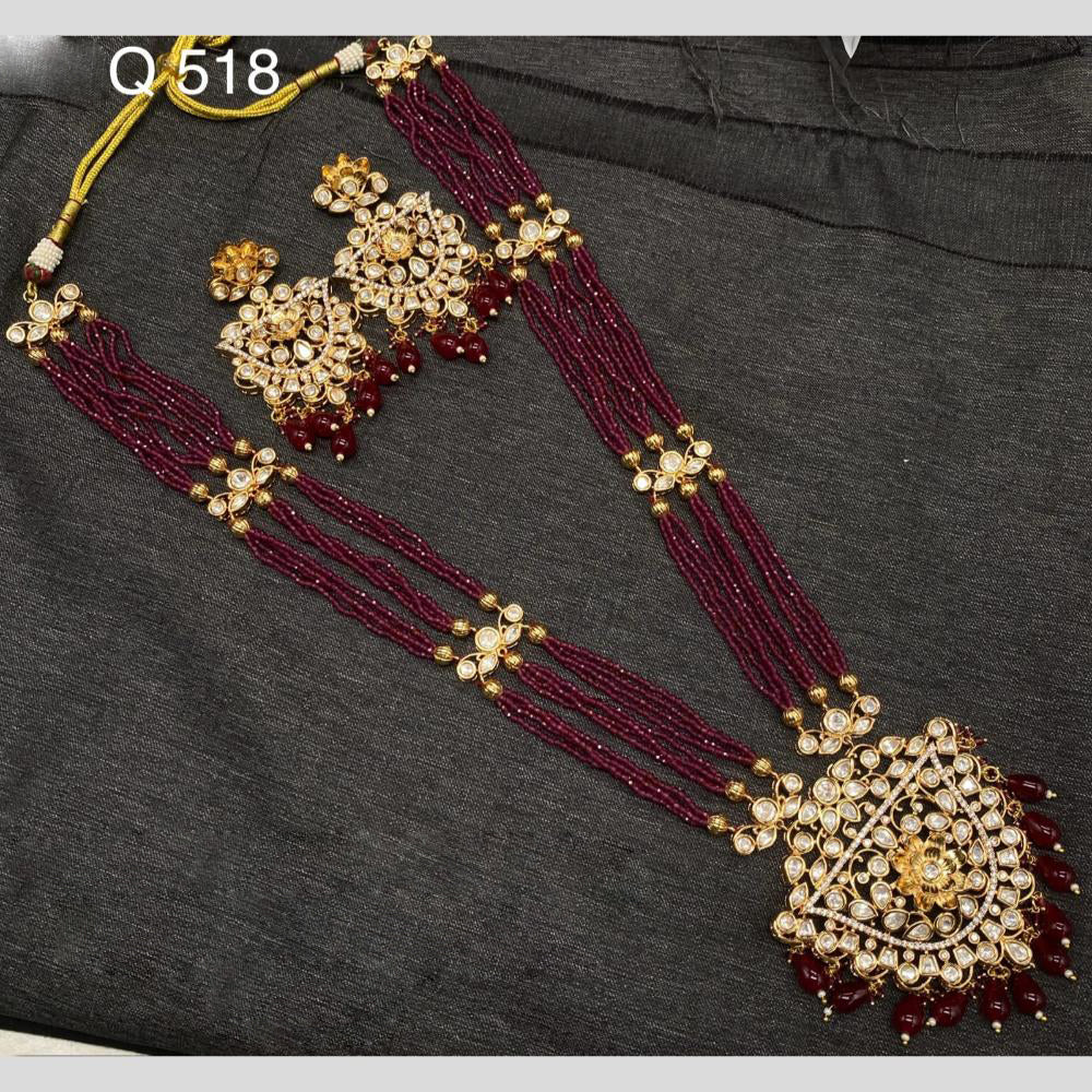Amoliya Jewels Gold Plated Polki Kundan And Beads Long Necklace Set