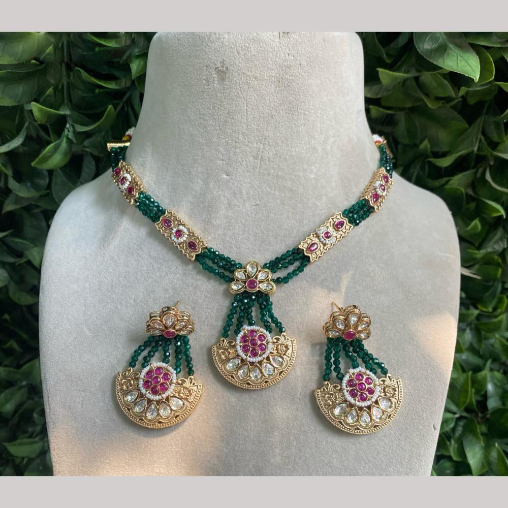 Amoliya Jewels Gold Plated Polki Kundan And Pearl Necklace Set
