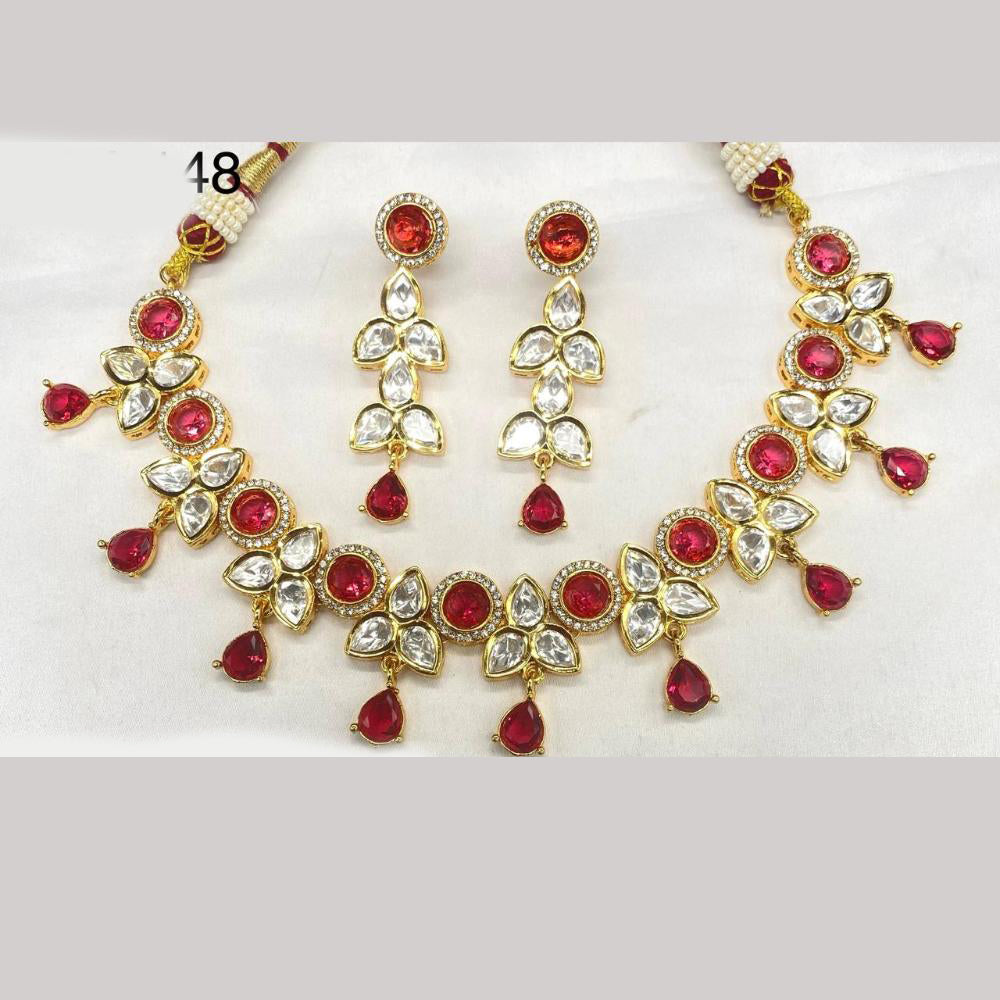 Amoliya Jewels Gold Plated Polki Kundan Necklace Set