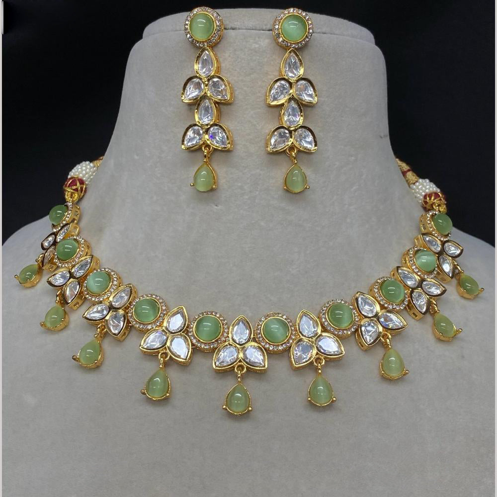 Amoliya Jewels Gold Plated Polki Kundan Necklace Set