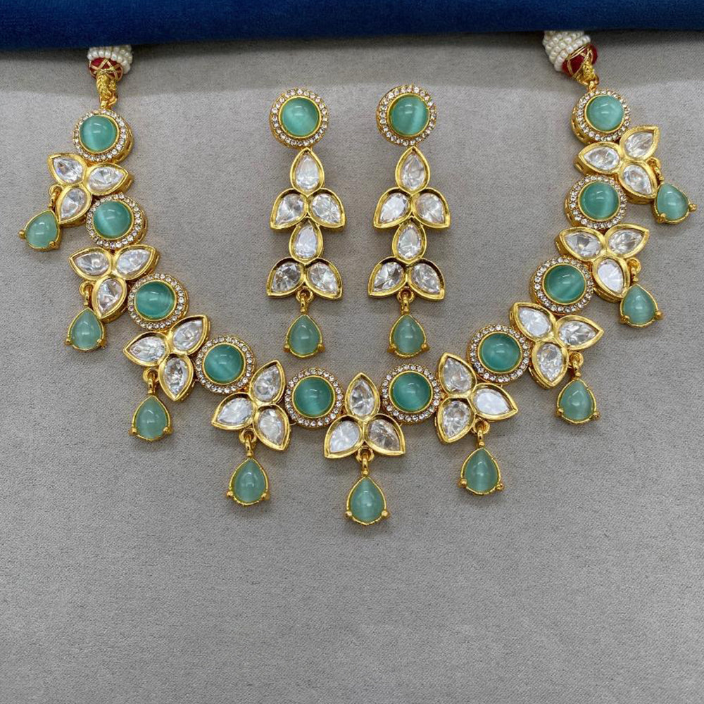 Amoliya Jewels Gold Plated Polki Kundan Necklace Set