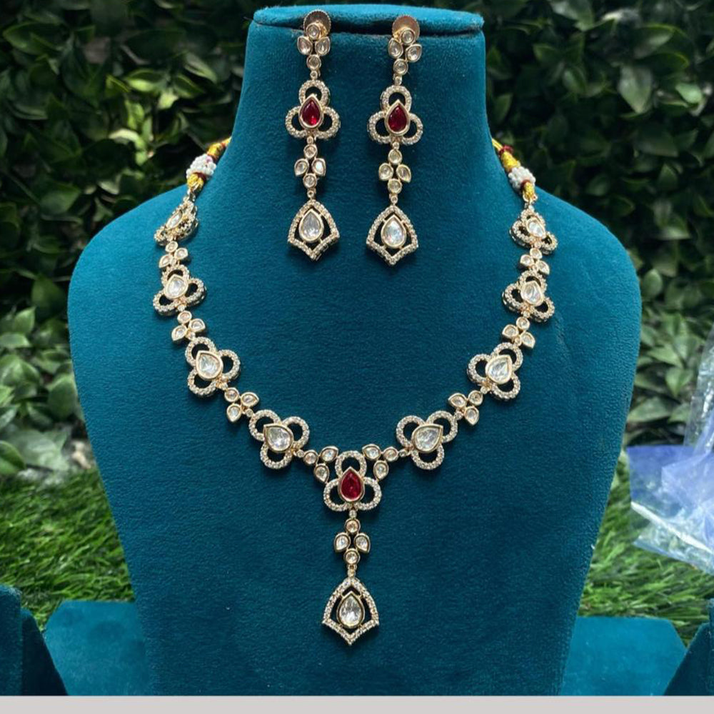 Amoliya Jewels Gold Plated Polki Kundan Necklace Set