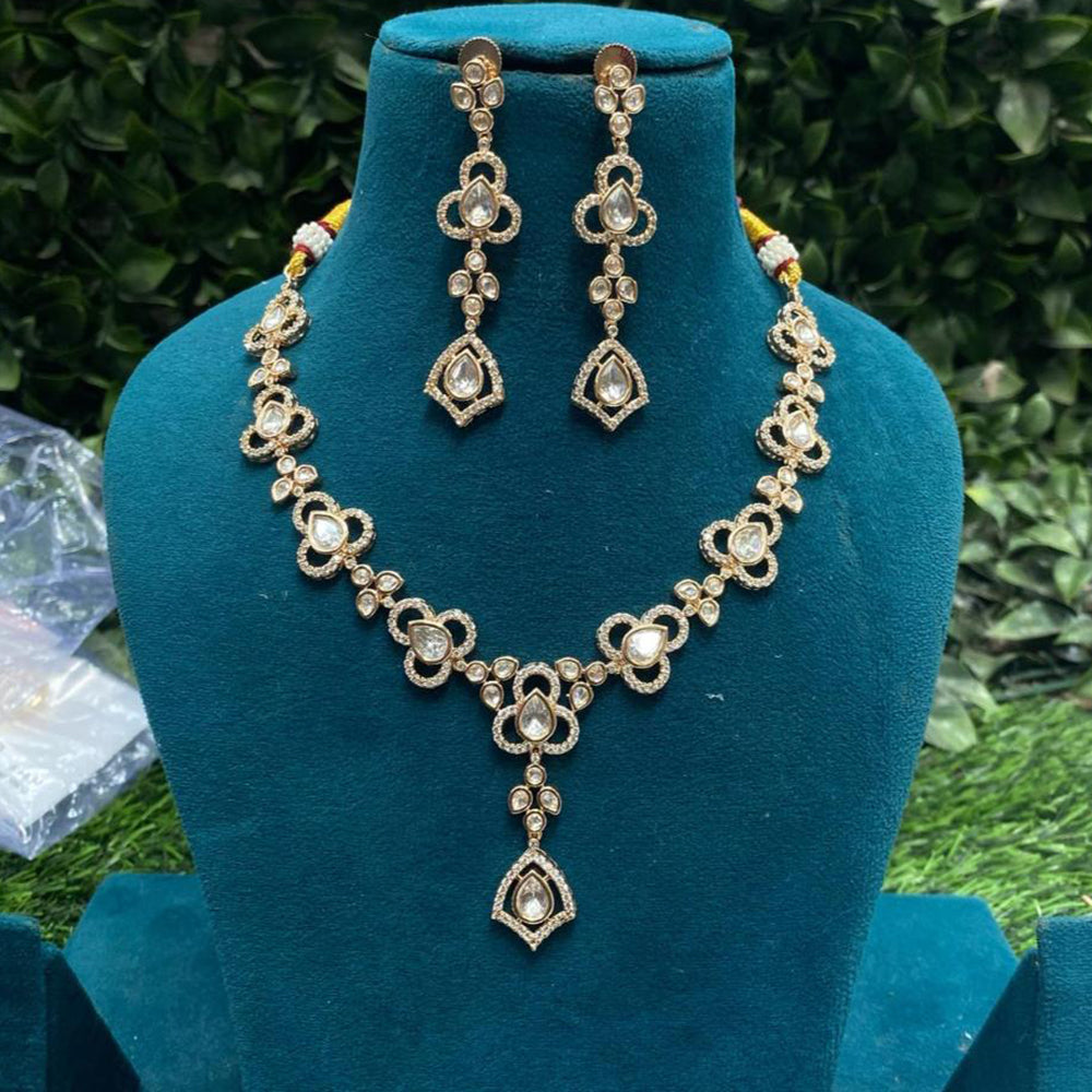 Amoliya Jewels Gold Plated Polki Kundan Necklace Set