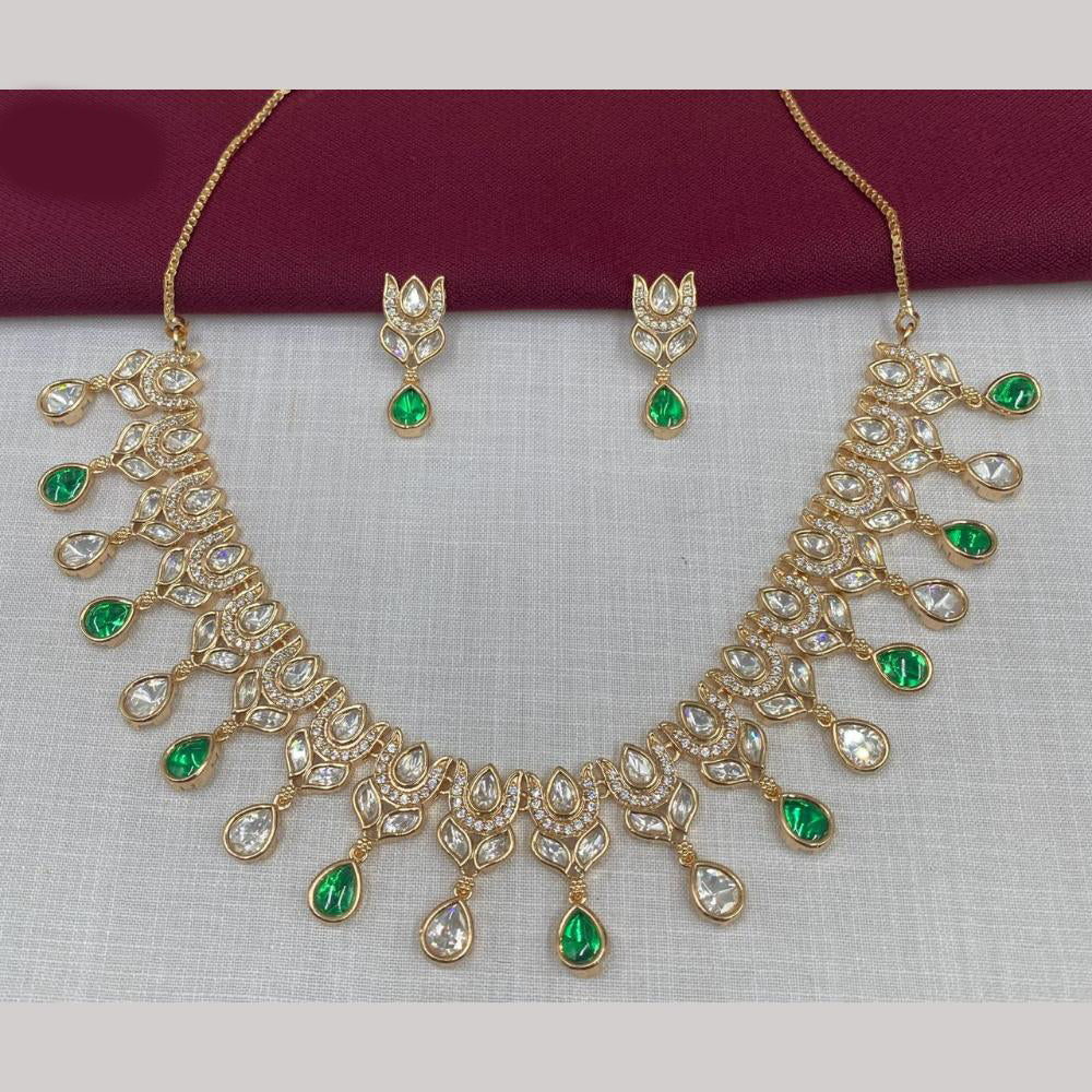 Amoliya Jewels Gold Plated Polki Kundan Necklace Set
