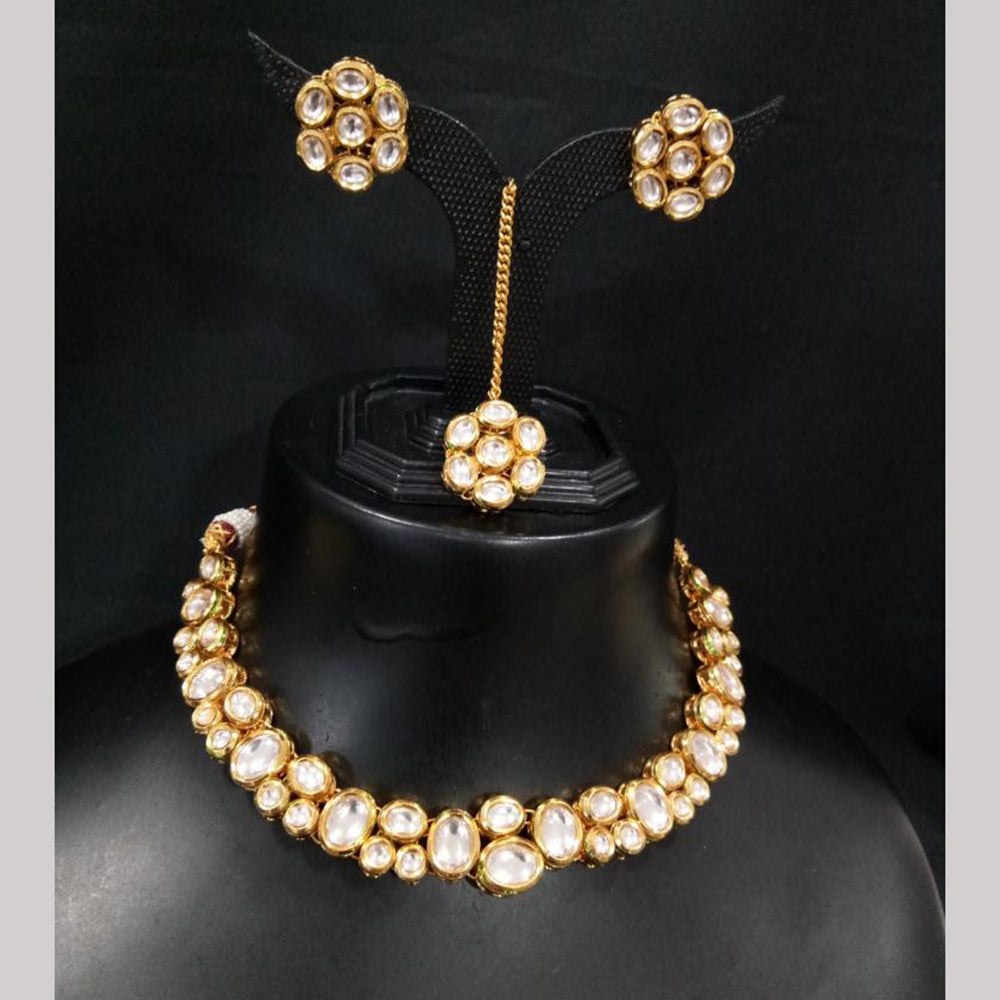 Amoliya Jewels Gold Plated Kundan Designer Choker Necklace Set