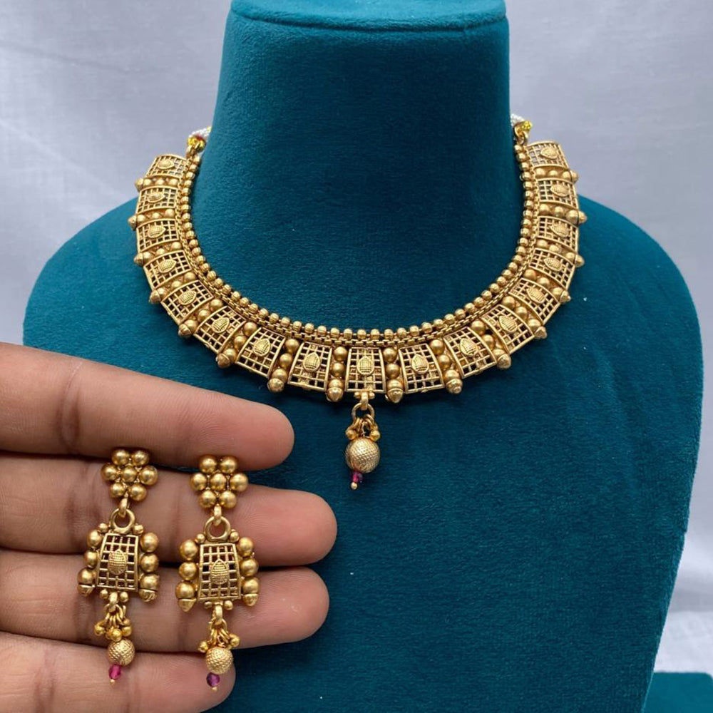 Amoliya Jewels Gold Plated Pearl Necklace Set