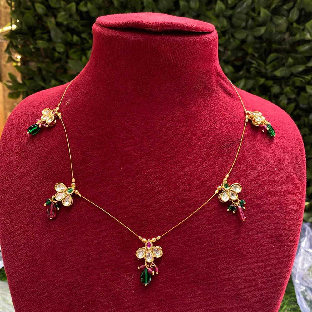 Amoliya Jewels Traditional Gold-Plated Kundan Pearl Necklace