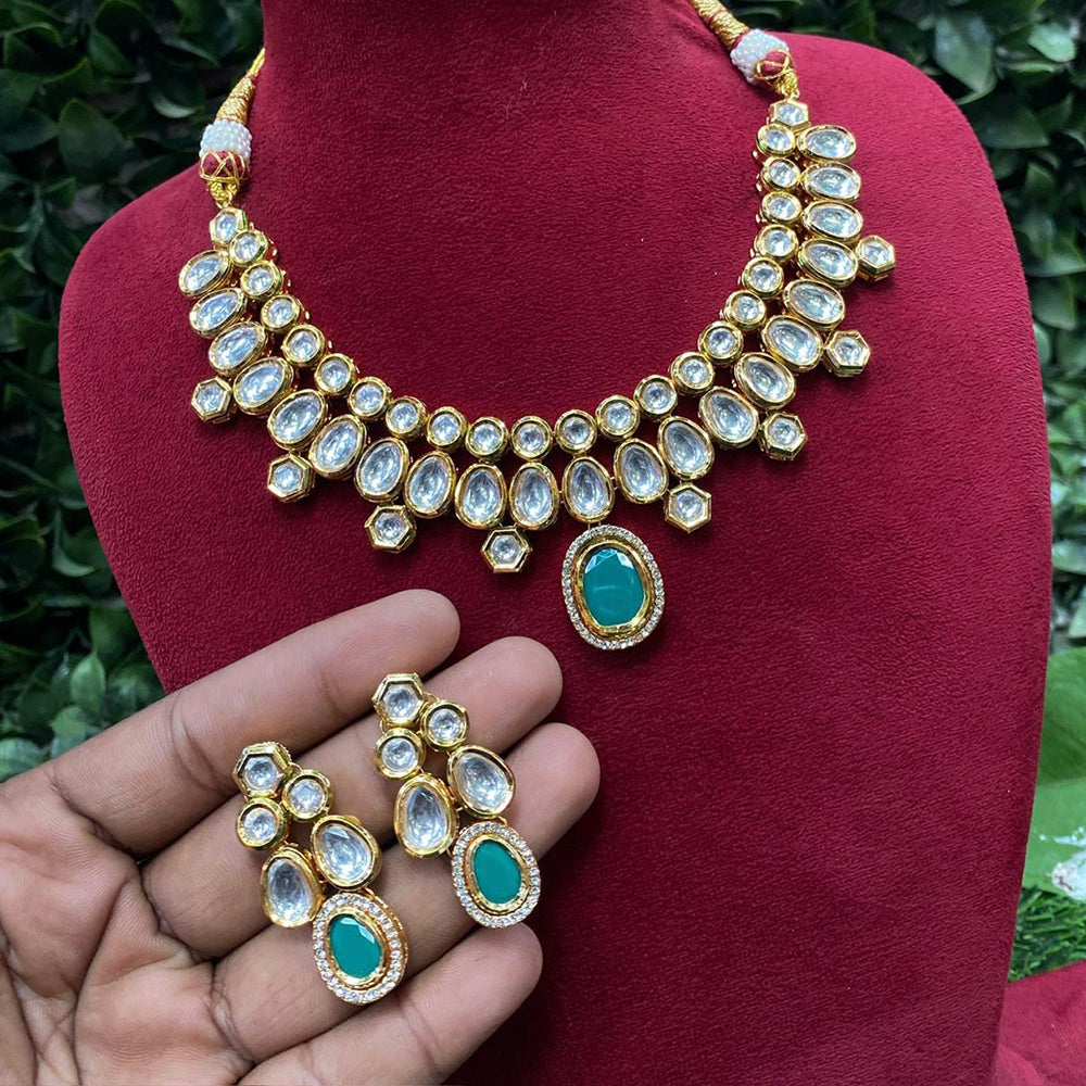 Amoliya Jewels Traditional Gold-Plated Kundan Necklace Set