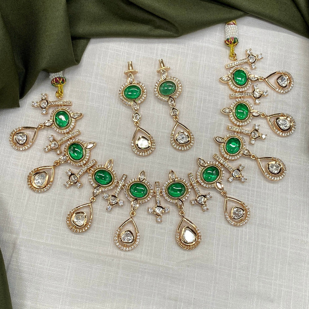 Amoliya Jewels Traditional Gold-Plated Polki Kundan Necklace Set