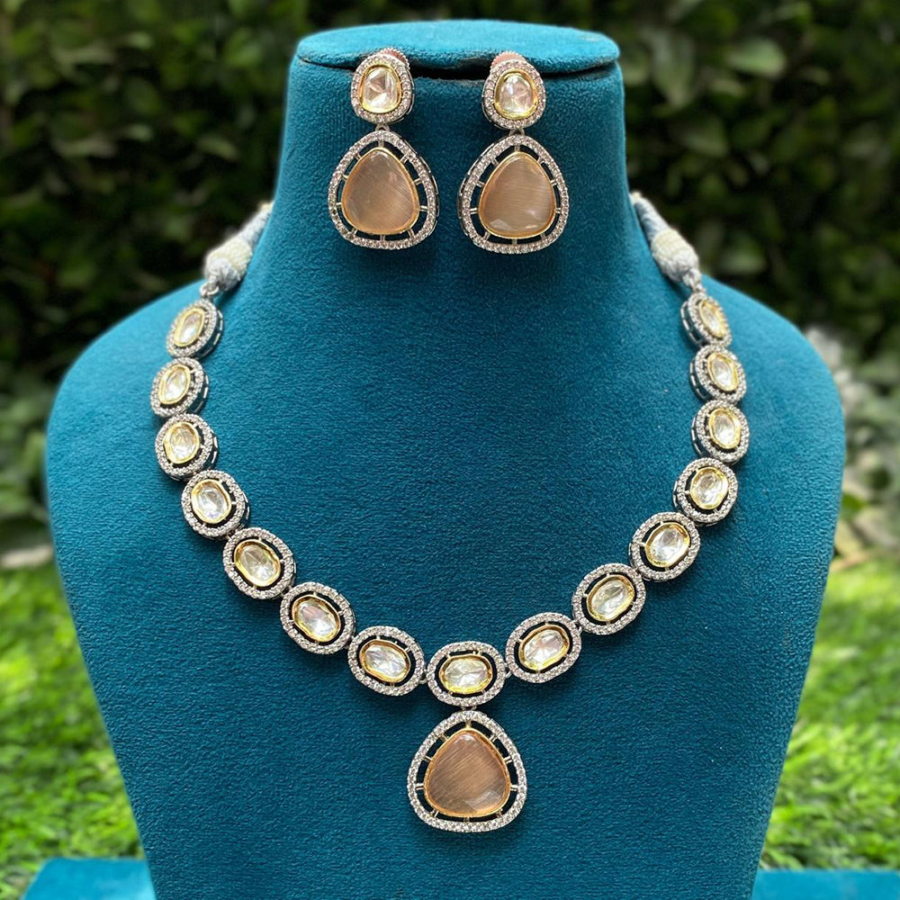 Amoliya Jewels 2 Tone Plated Kundan Timeless Wedding Collection Necklace Set