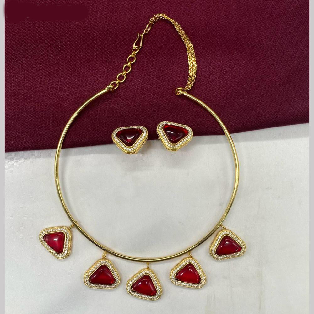 Amoliya Jewels Traditional Gold-Plated Pota Necklace Set