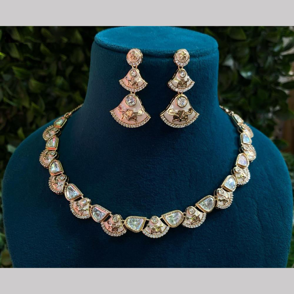 Amoliya Jewels Gold Plated Polki Kundan Timeless Wedding Collection Necklace Set