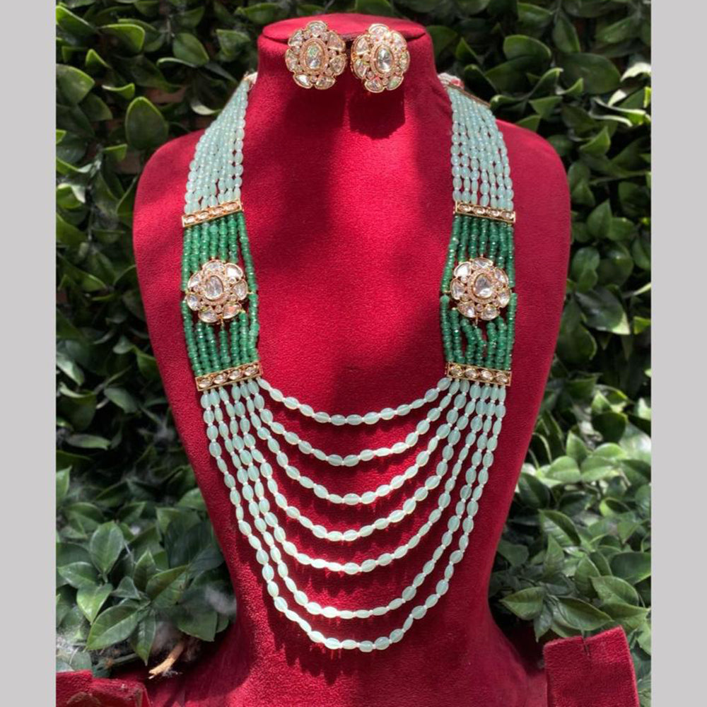 Amoliya Jewels Gold Plated Polki Kundan And Beads Long Necklace Set
