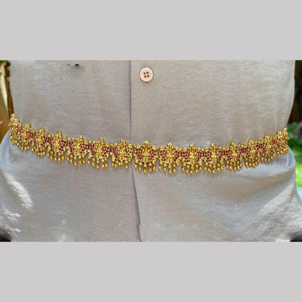 Amoliya Jewels Gold Plated Pota Stone Perfect Bridal Waist Chain