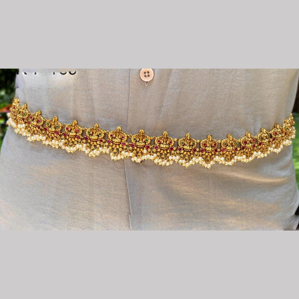 Amoliya Jewels Gold Plated Pota Stone Perfect Bridal Waist Chain Kamarbandh
