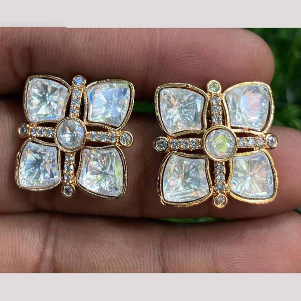 Amoliya Jewels Gold Plated Crystal Stone Studs Earrings