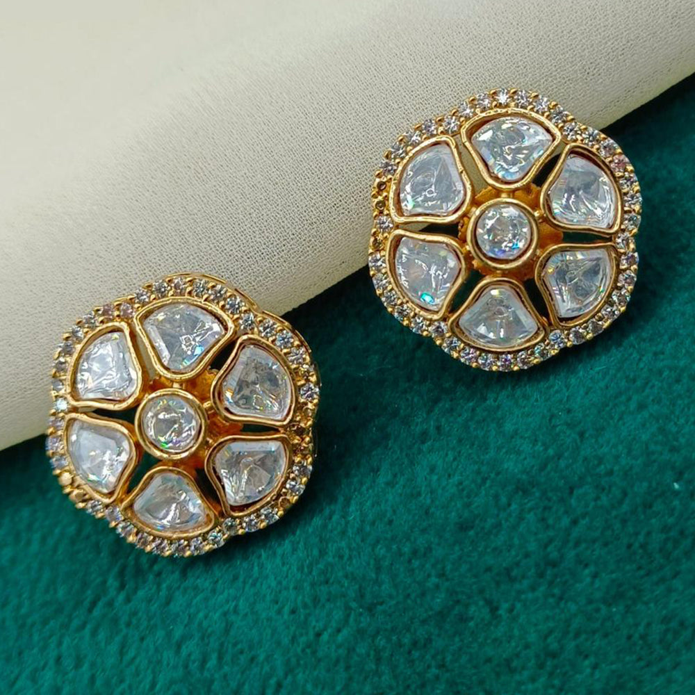 Amoliya Jewels Gold Plated Crystal Stone Studs Earrings