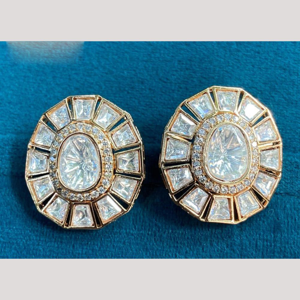 Amoliya Jewels Gold Plated Crystal Stone Studs Earrings