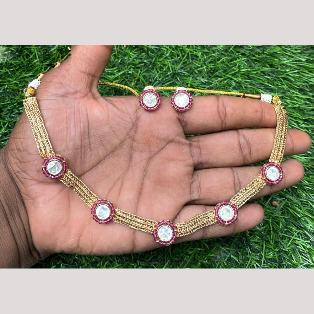 Amoliya Jewels Gold Plated Crystal Stone And Beads Necklace Set