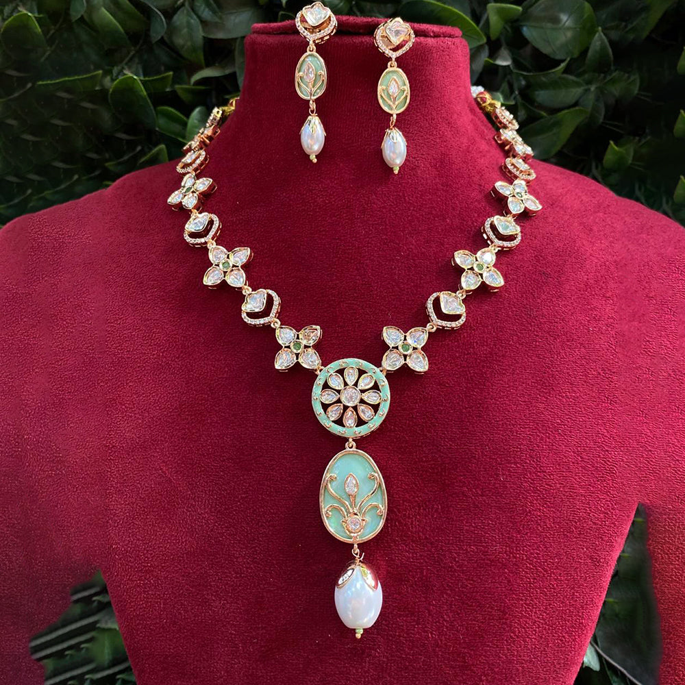 Amoliya Jewels Gold Plated Polki Kundan Necklace Set