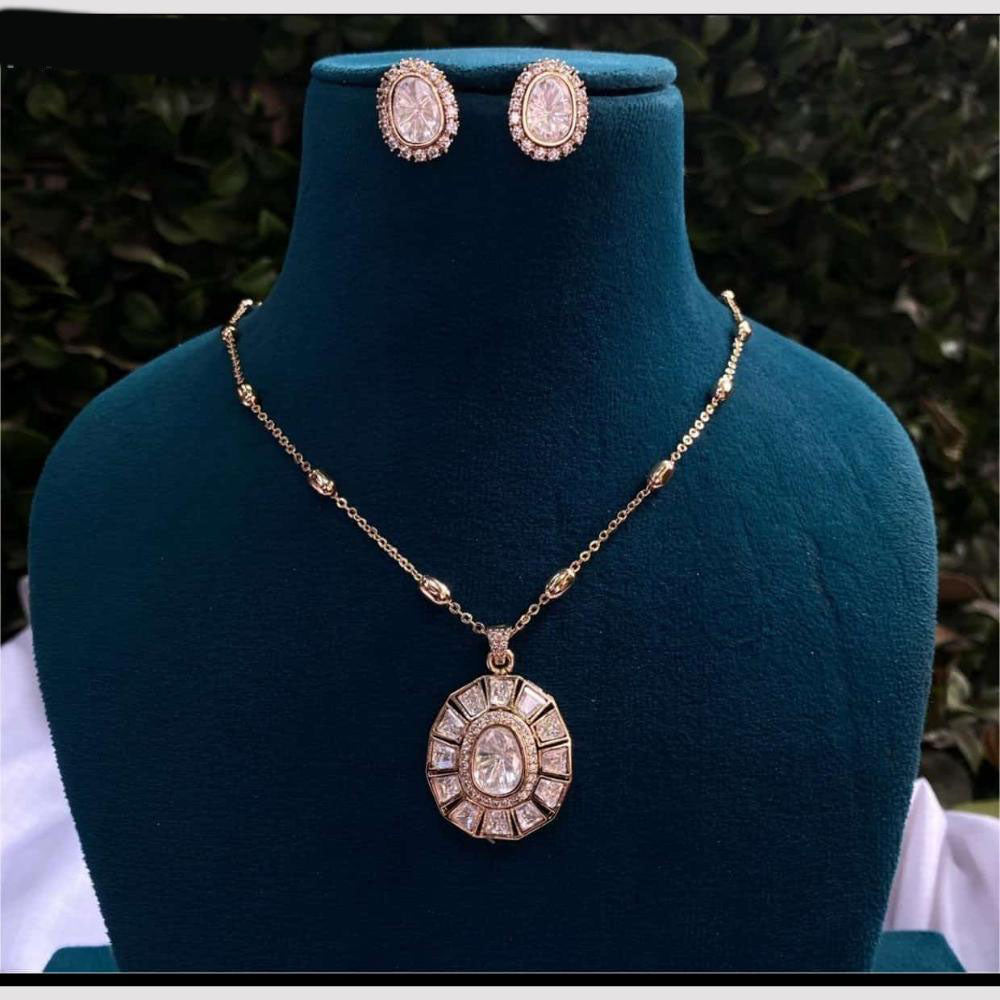 Amoliya Jewels Gold Plated Polki Kundan Necklace Set