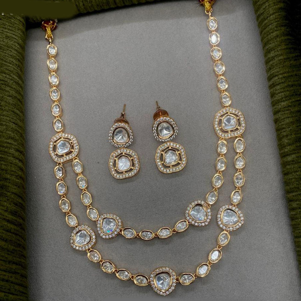 Amoliya Jewels Gold Plated Polki Kundan Necklace Set