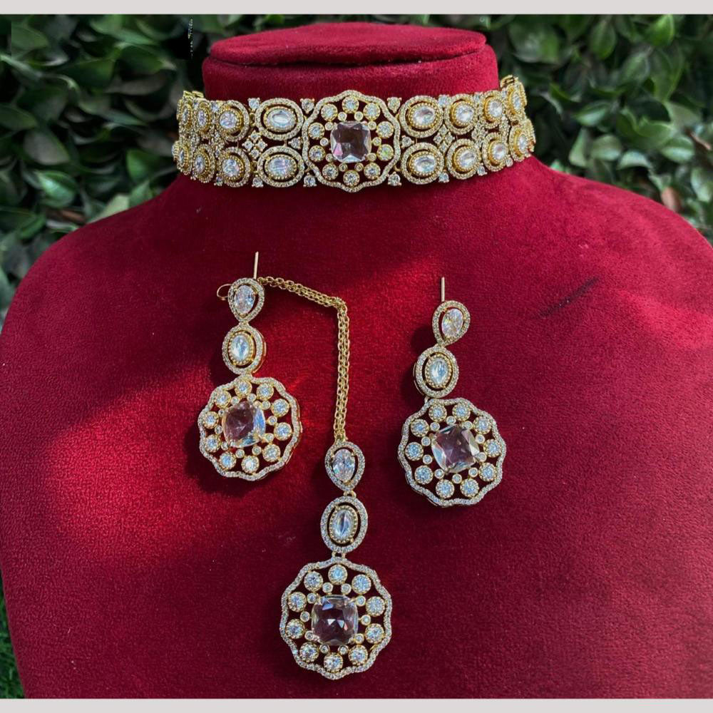 Amoliya Jewels Shine Mode On Crystal And Austrain Stone Choker Necklace Set