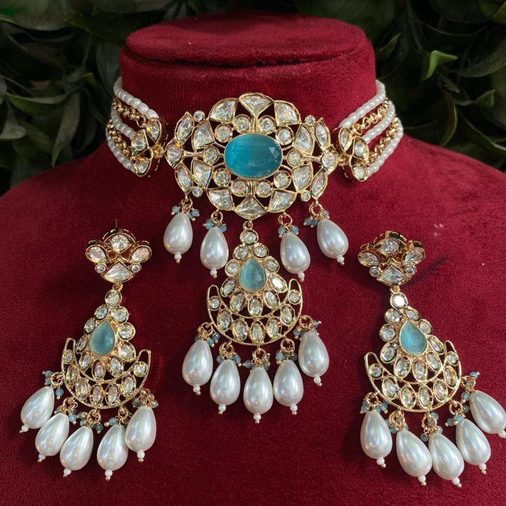 Amoliya Jewels Slay the Tradition Polki Kundan And Pearl Signature Choker Necklace Set