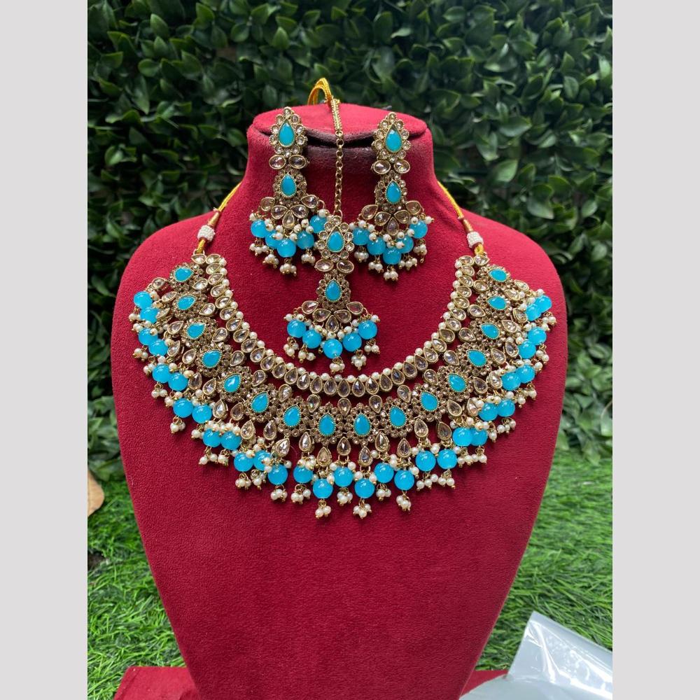 Amoliya Jewels Stylish Crystal Stone And Beads Elegant Party & Daily Wear Necklace Set