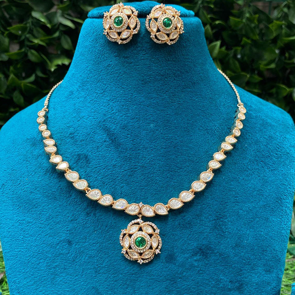 Amoliya Jewels Forest Royalty Pota Stone And Pearl Elephant Charm Necklace Set