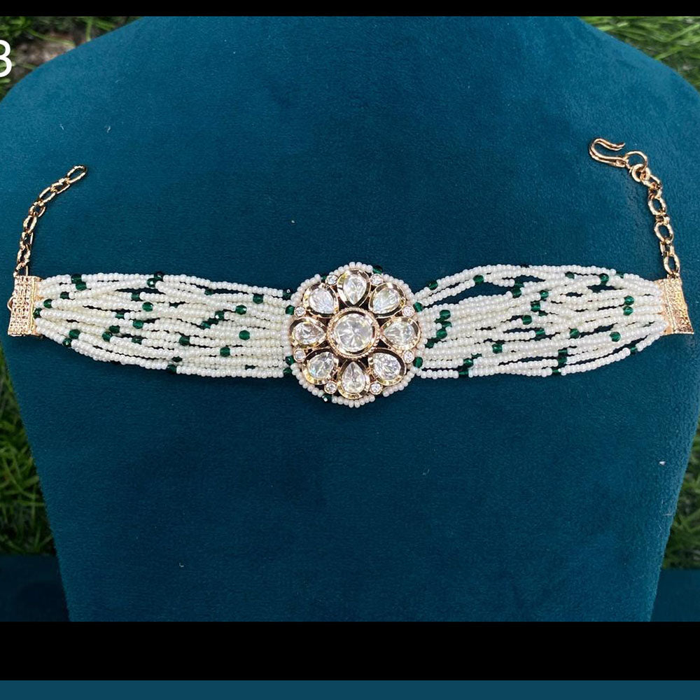 Amoliya Jewels Royal Heritage Polki Kundan And Pearls Choker Necklace Set
