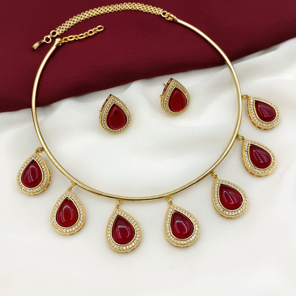 Amoliya Jewels Sparkling Shine Pota And Austrian Stone Necklace Set