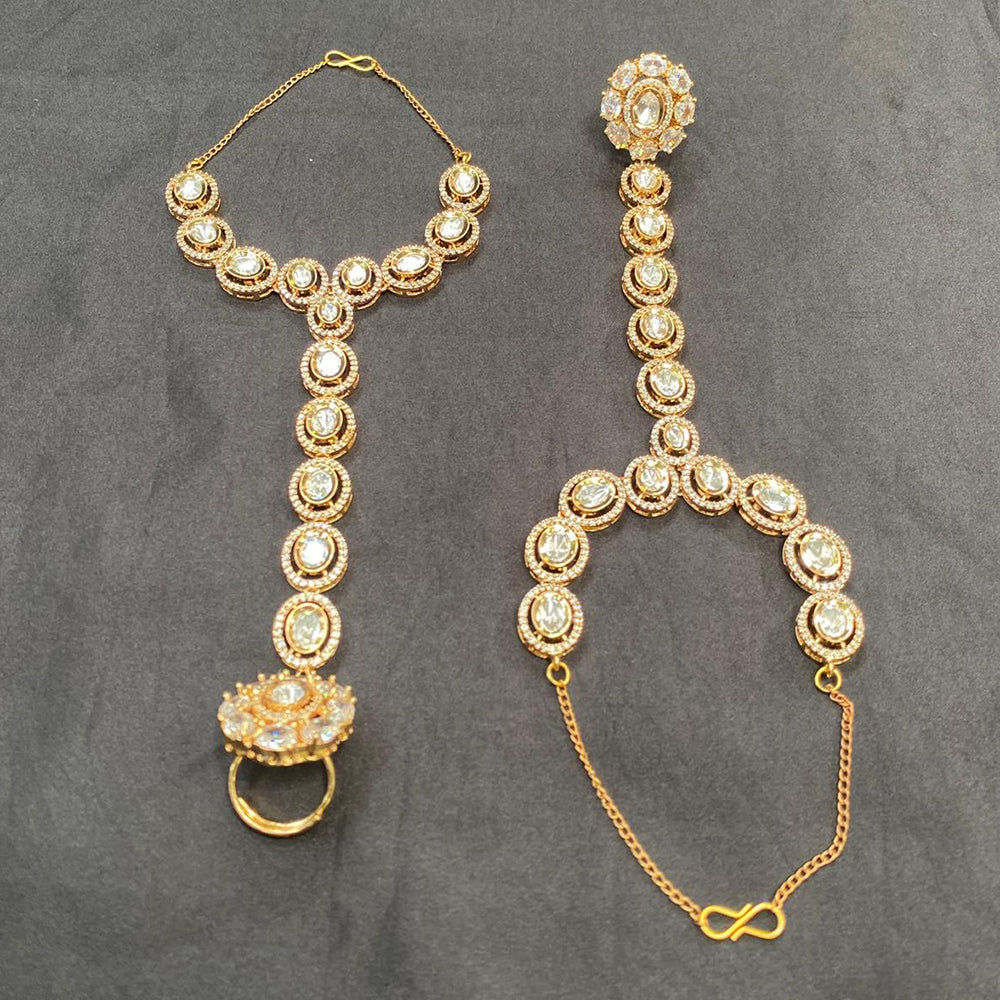 Amoliya Jewels Regal Radiance Polki Kundan Stone Hand Harness
