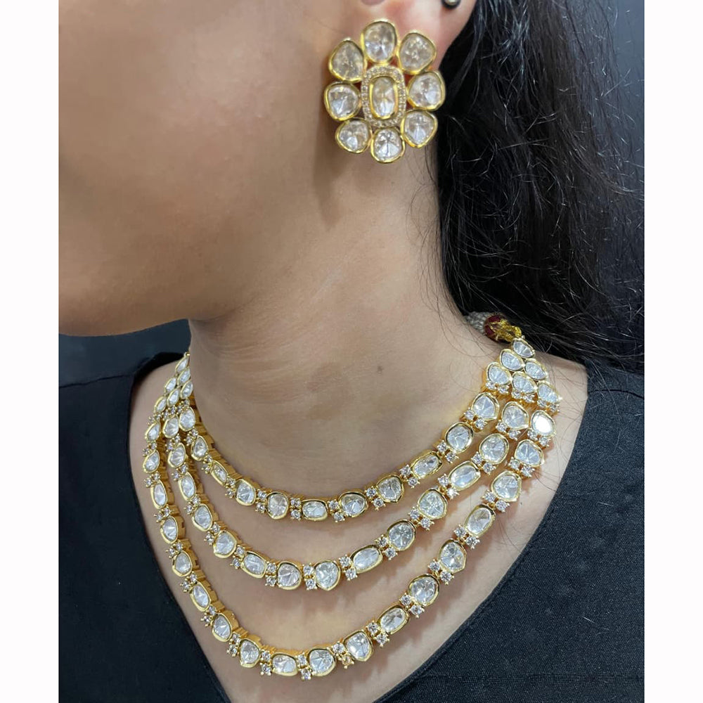 Amoliya Jewels Regal Shine Polki Kundan Stone Necklace Set