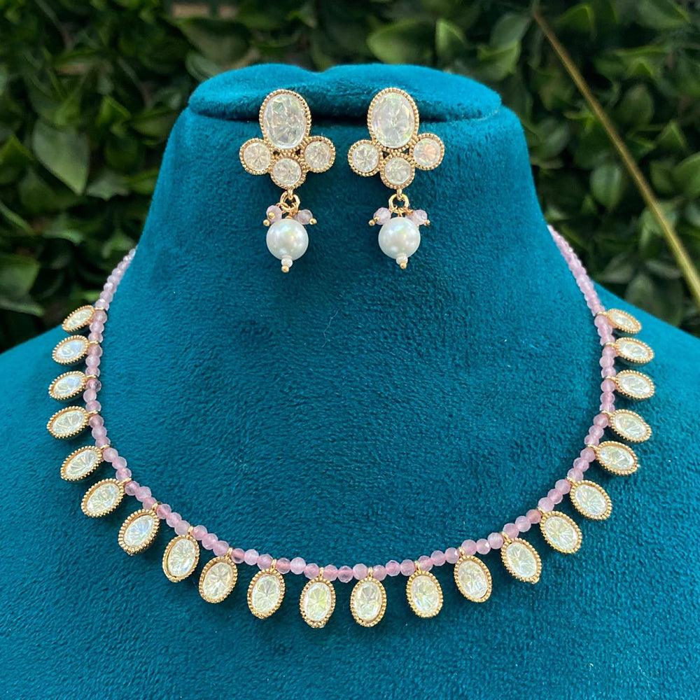 Amoliya Jewels Regal Polki Kundan Stone And Pearl Necklace Set