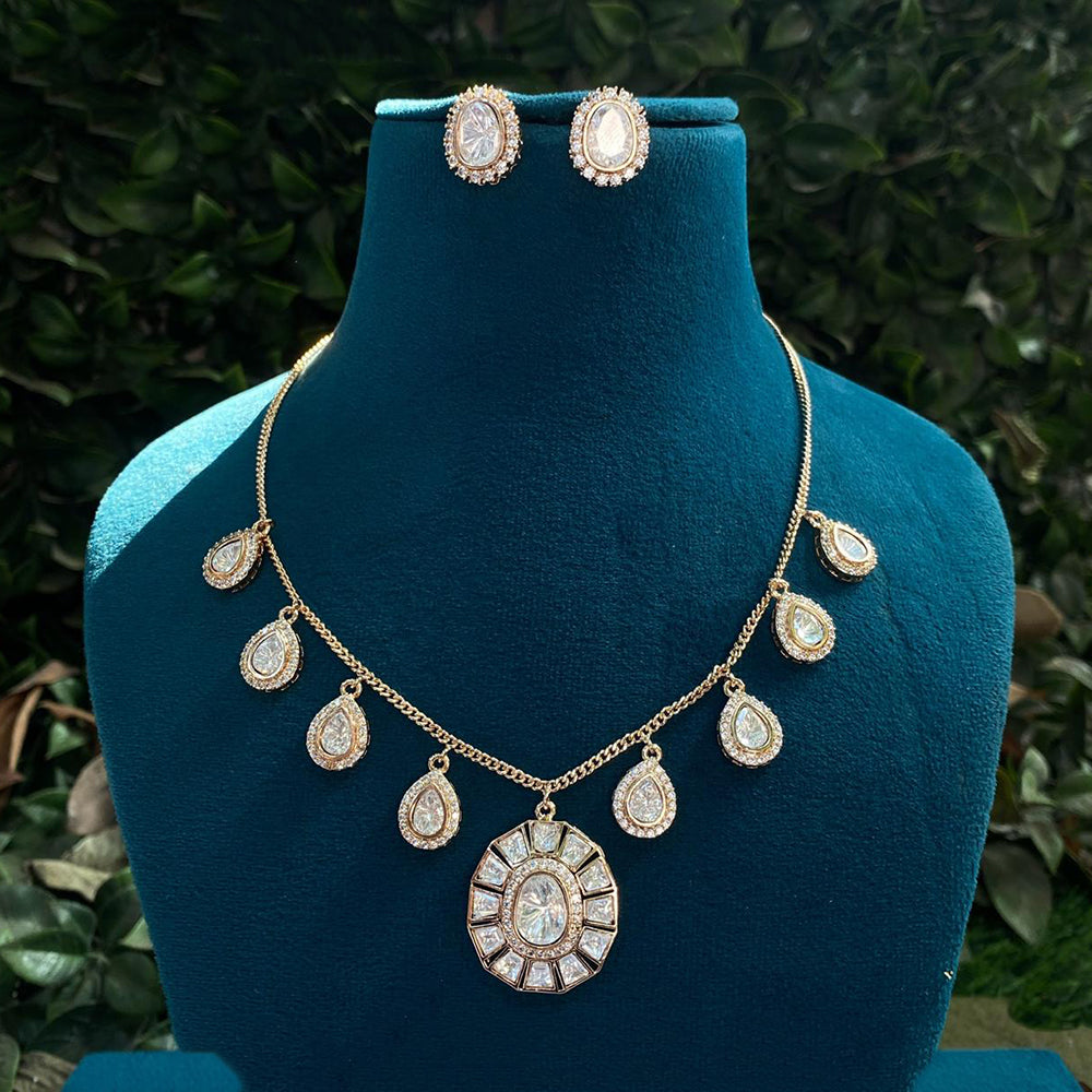 Amoliya Jewels Royal Polki Kundan Stone Heritage Necklace Set