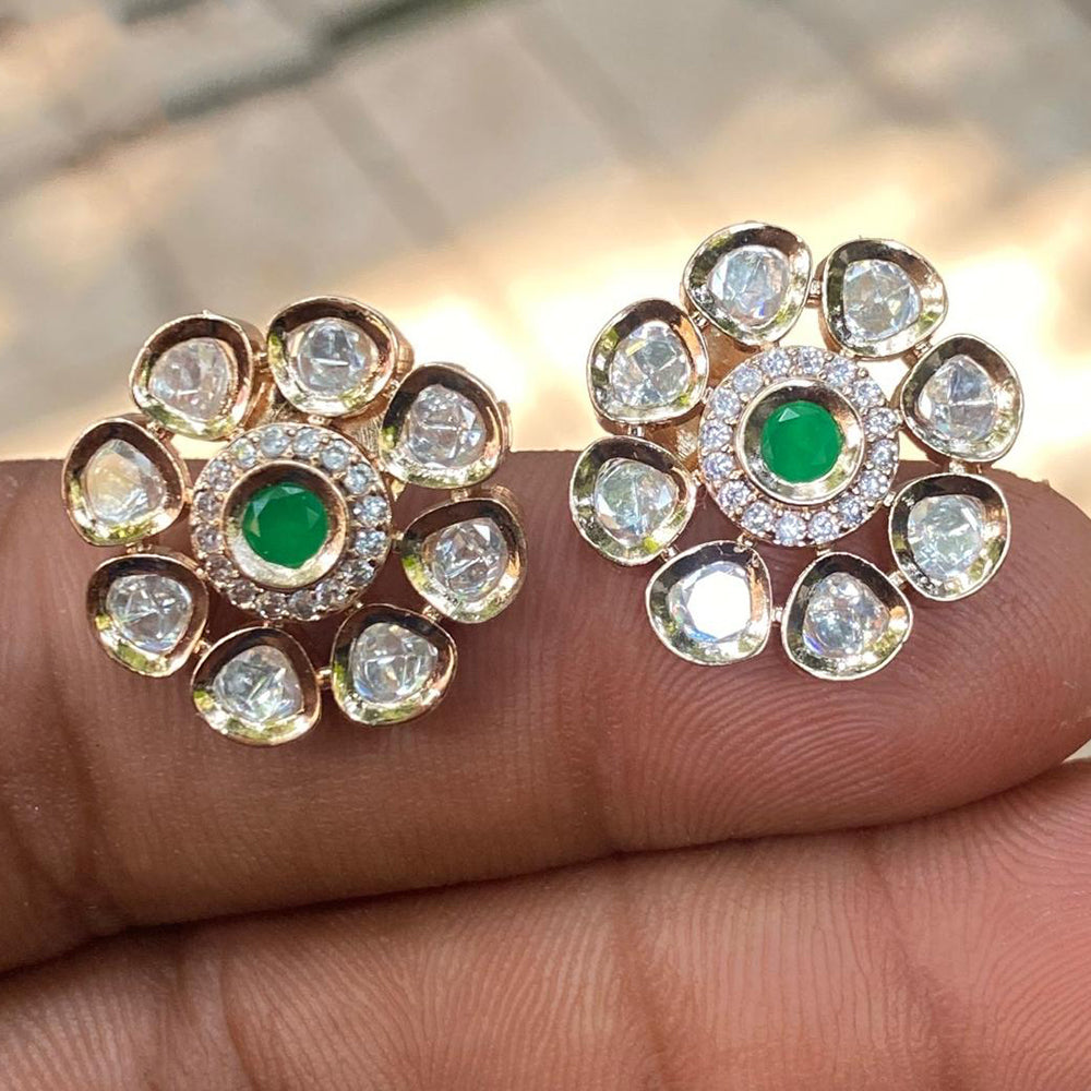 Amoliya Jewels Royal Polki Kundan Stone Designer Studs Earrings