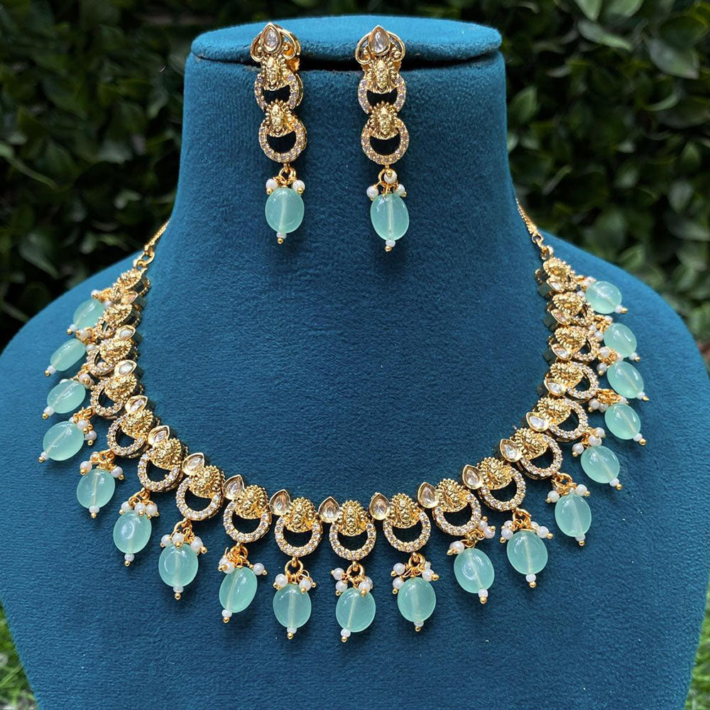 Amoliya Jewels Classic Ethnic Polki Kundan Pearl And Beads Necklace Set