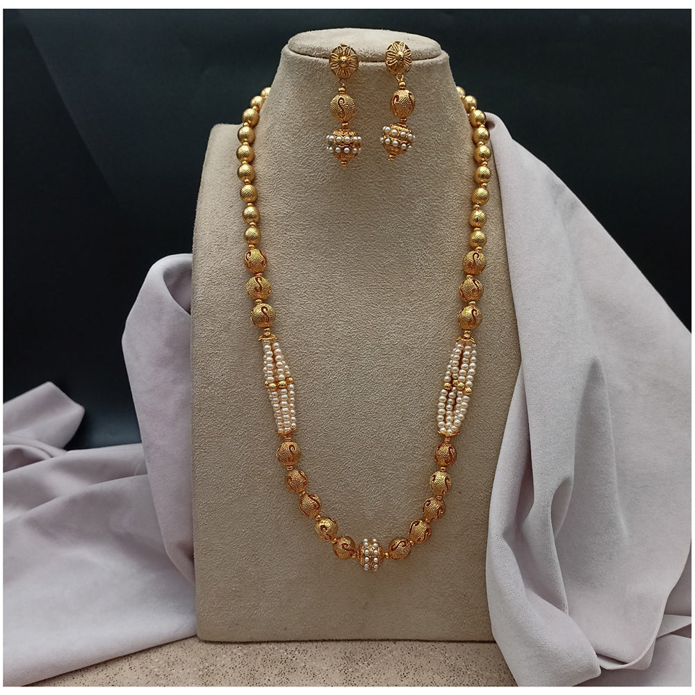 Amoliya Jewels Royal Look Pota Stone And Beads Long Necklace Set