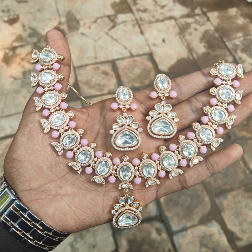 Amoliya Jewels Designer Polki Kundan And Beads Statement Necklace Set