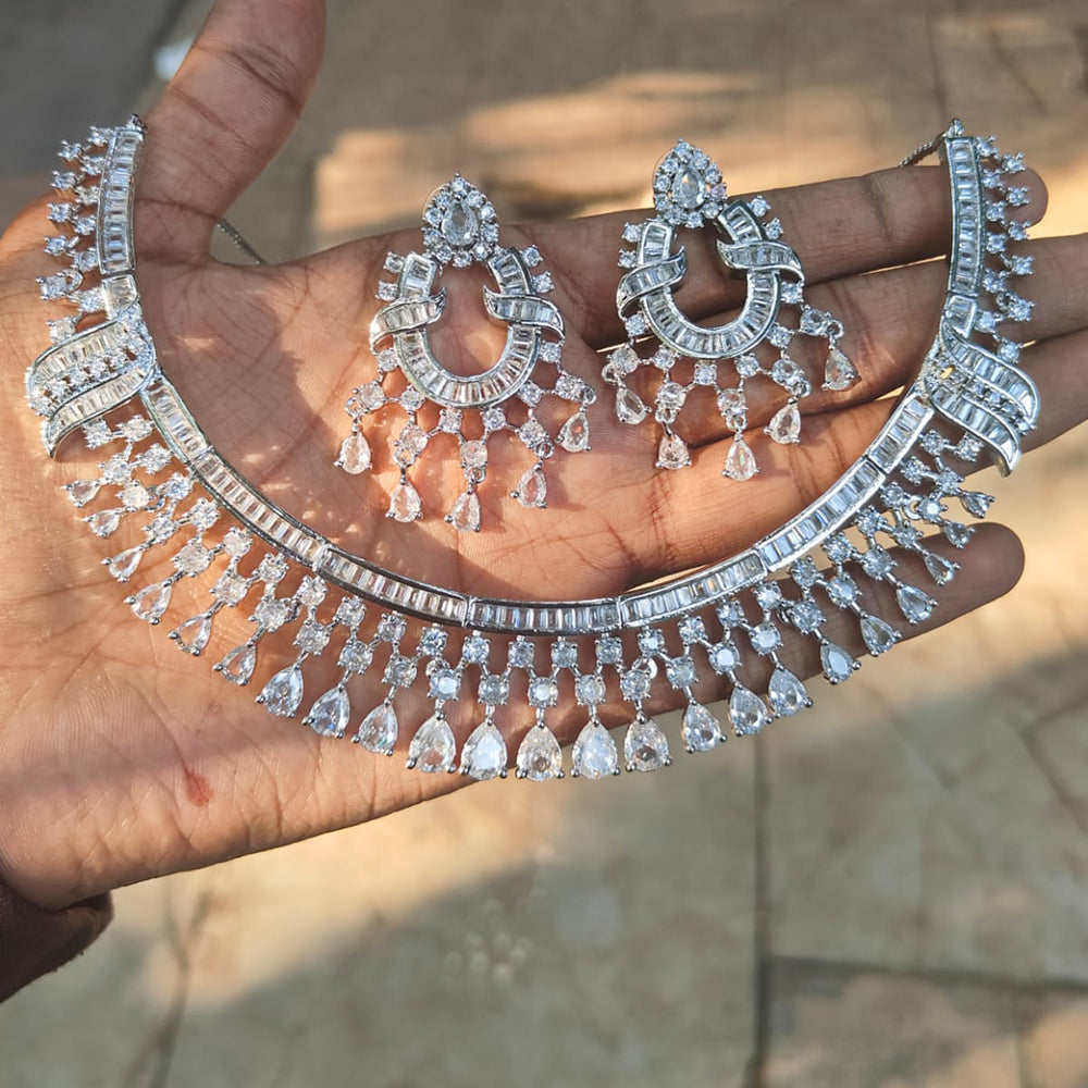 Amoliya Jewels American Diamond Elegant Necklace Set