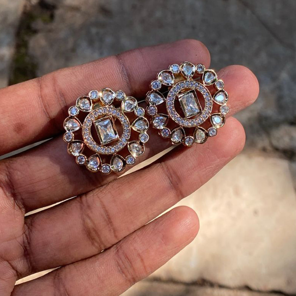 Amoliya Jewels Royal Polki Kundan Stone Designer Studs Earrings
